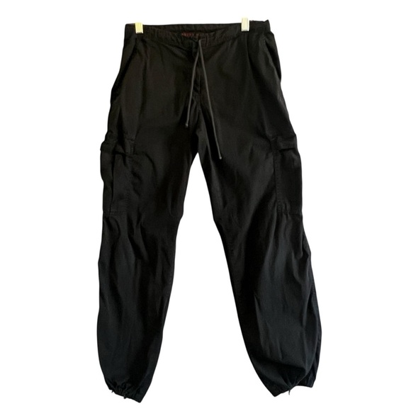 JOHNNY WAS Cargo Jogger Pants Zip Pockets Cotton Spandex Black Size Extra Small - Picture 1 of 9